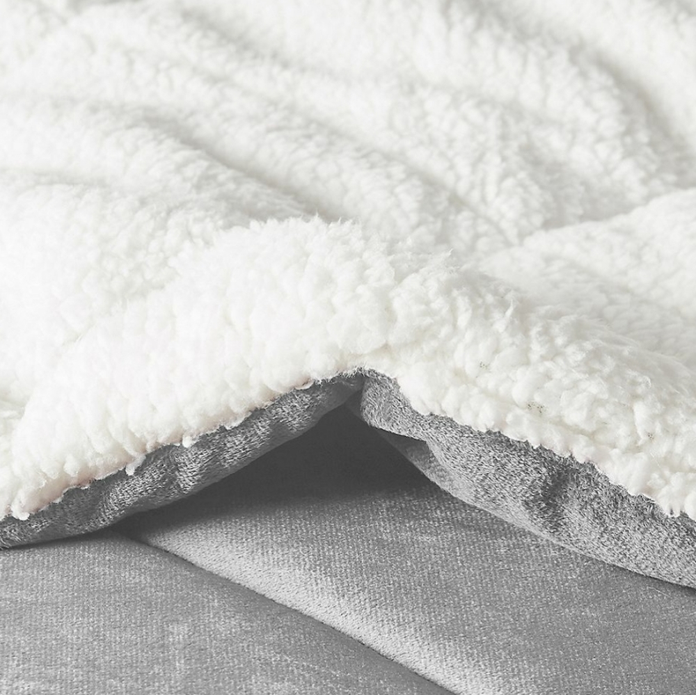 🌹KING 💫 Reversable 🤸‍♀️ 5 Piece Bed In A Bag ⭐ Mink to Sherpa Silver 🥳 NWT ⭐ - Picture 7 of 14